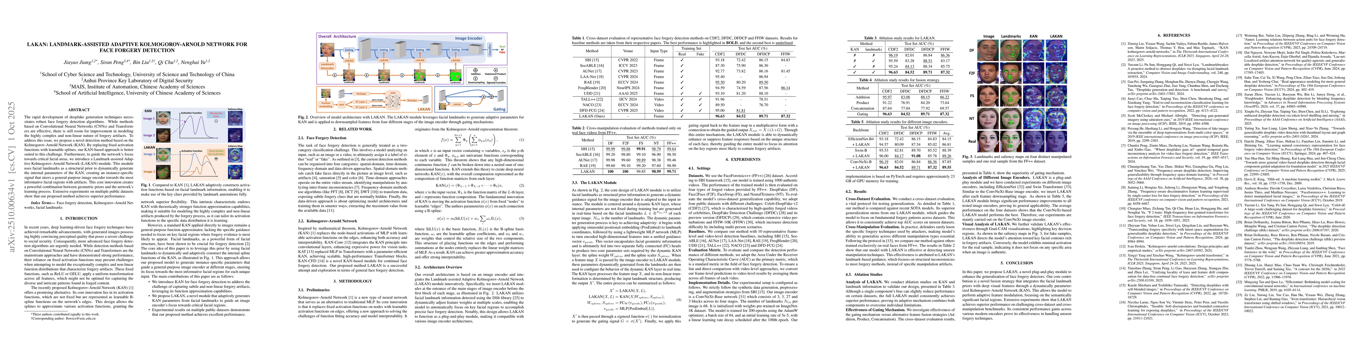 Thumbnail for LAKAN: Landmark-assisted Adaptive Kolmogorov-Arnold Network for Face
  Forgery Detection