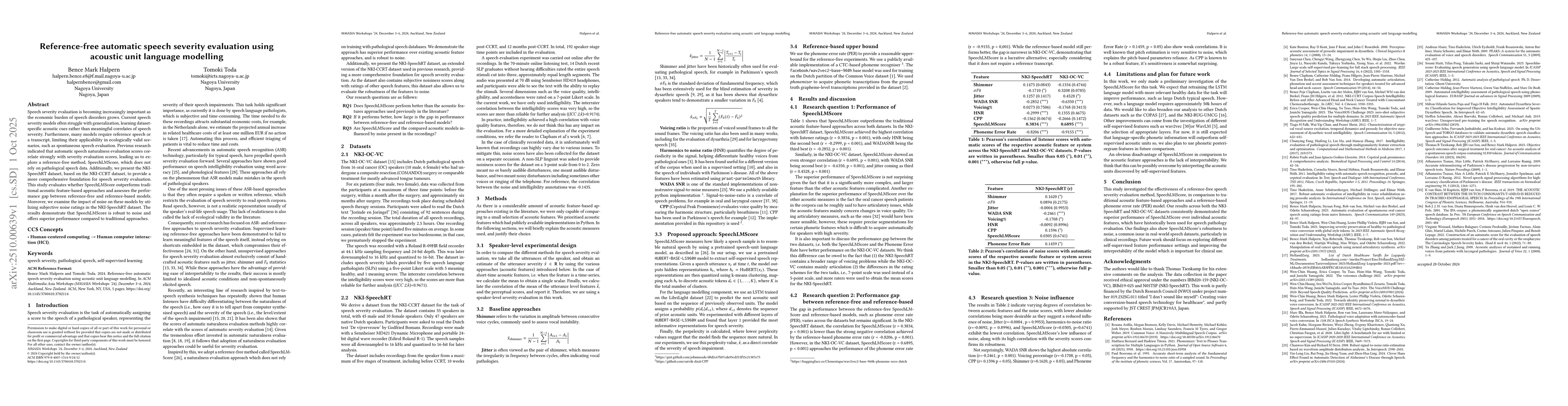 Thumbnail for Reference-free automatic speech severity evaluation using acoustic unit
  language modelling