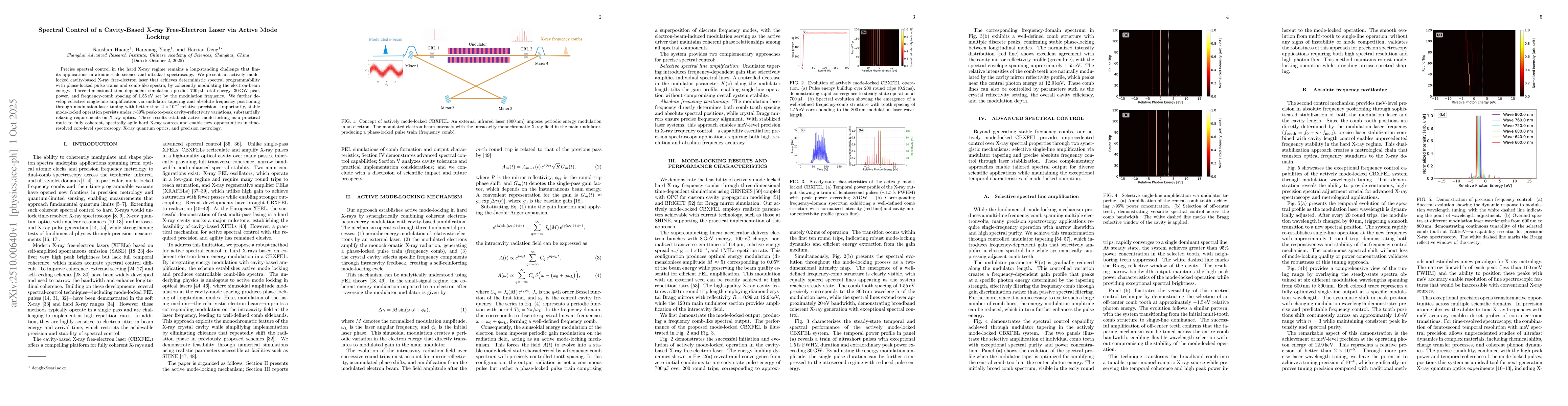 Thumbnail for Spectral Control of a Cavity-Based X-ray Free-Electron Laser via Active
  Mode Locking