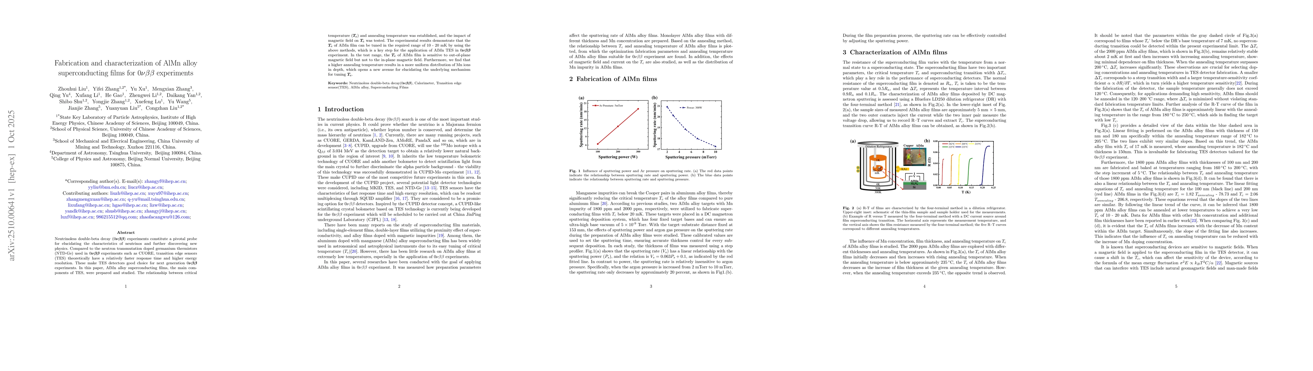 Thumbnail for Fabrication and characterization of AlMn alloy superconducting films for
  0vbb experiments