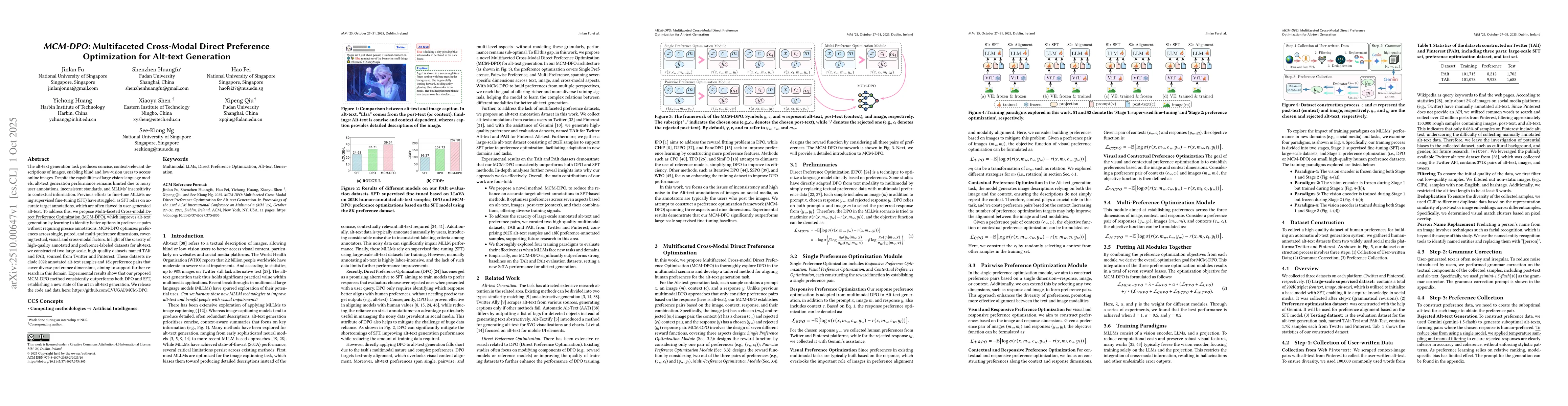 Thumbnail for MCM-DPO: Multifaceted Cross-Modal Direct Preference Optimization for
  Alt-text Generation