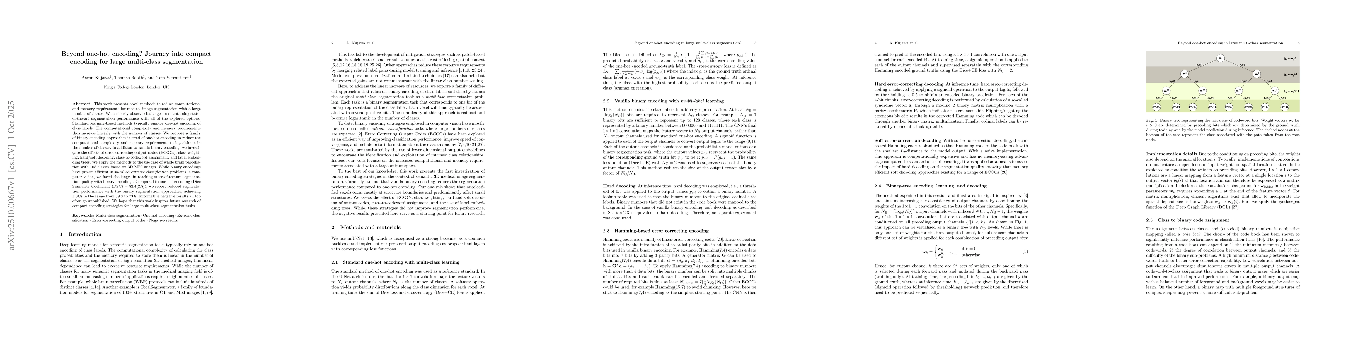 Thumbnail for Beyond one-hot encoding? Journey into compact encoding for large
  multi-class segmentation