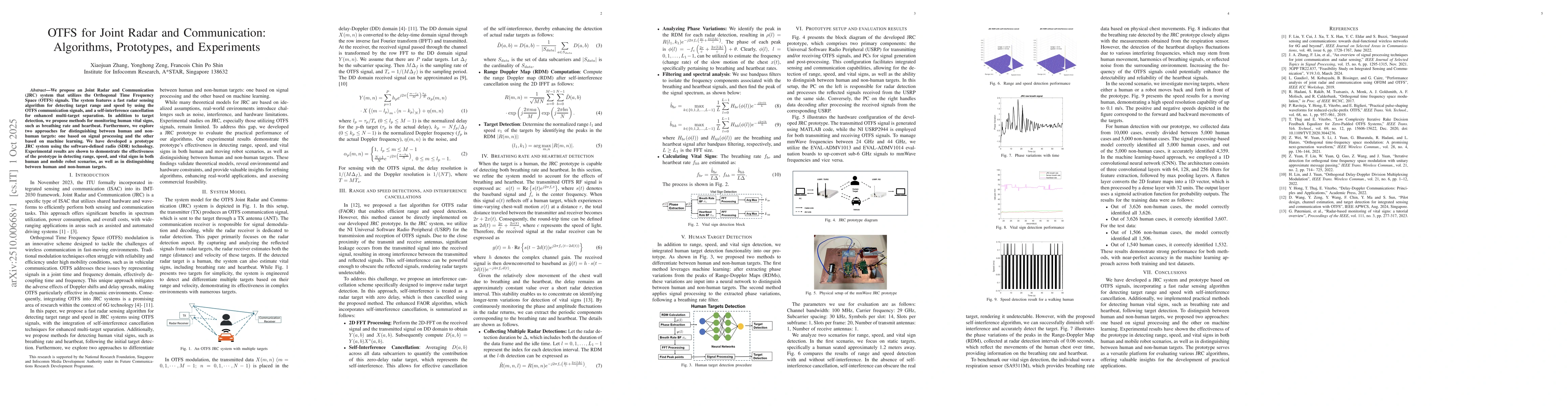 Thumbnail for OTFS for Joint Radar and Communication: Algorithms, Prototypes, and
  Experiments