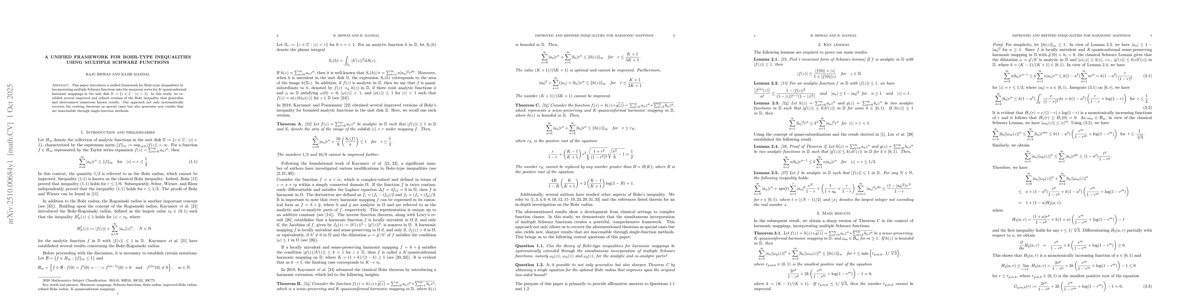 Thumbnail for A unified framework for Bohr-type inequalities using multiple Schwarz
  functions