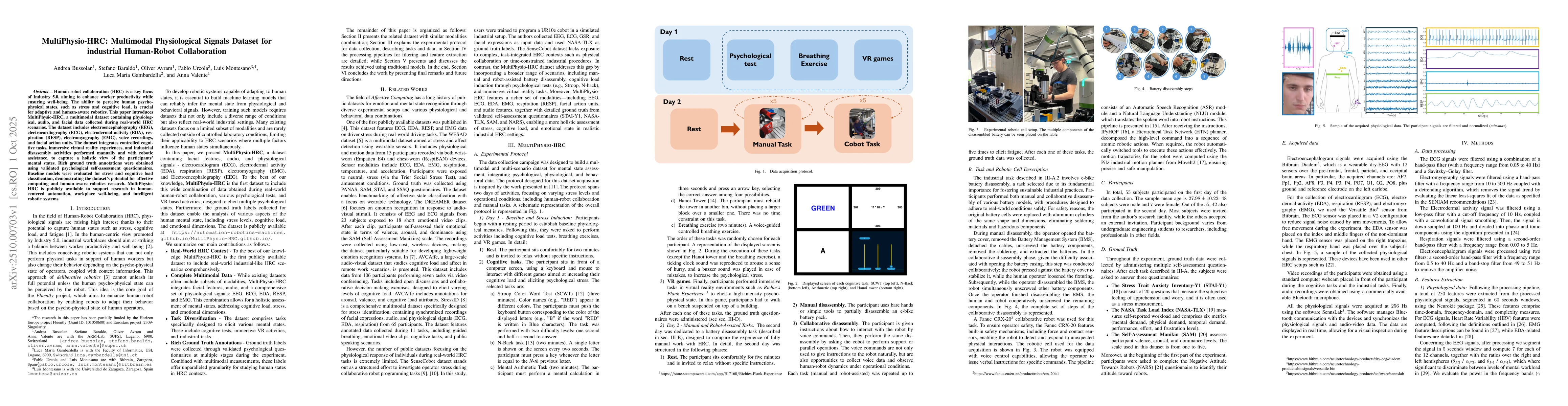 Thumbnail for MultiPhysio-HRC: Multimodal Physiological Signals Dataset for industrial
  Human-Robot Collaboration
