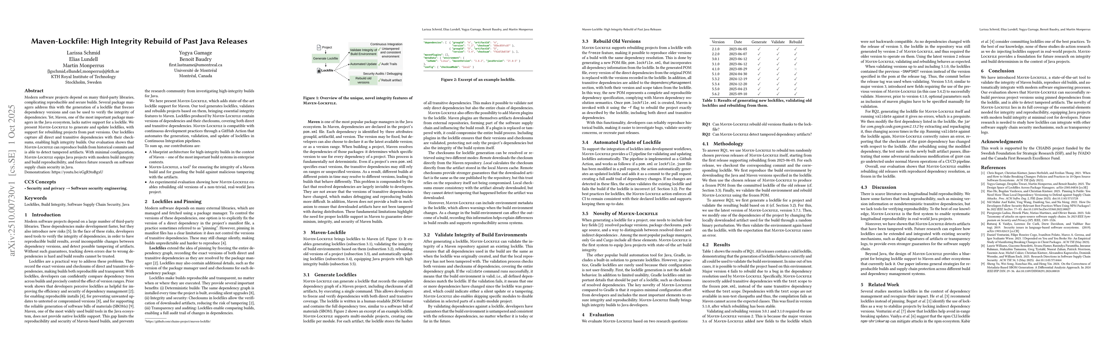 Thumbnail for Maven-Lockfile: High Integrity Rebuild of Past Java Releases