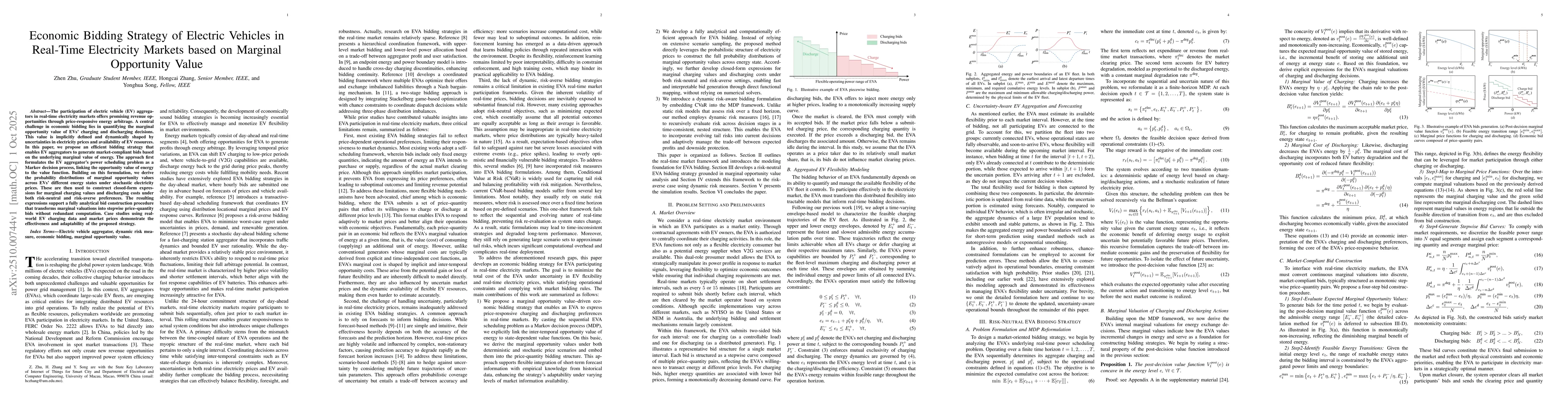 Thumbnail for Economic Bidding Strategy of Electric Vehicles in Real-Time Electricity
  Markets based on Marginal Opportunity Value