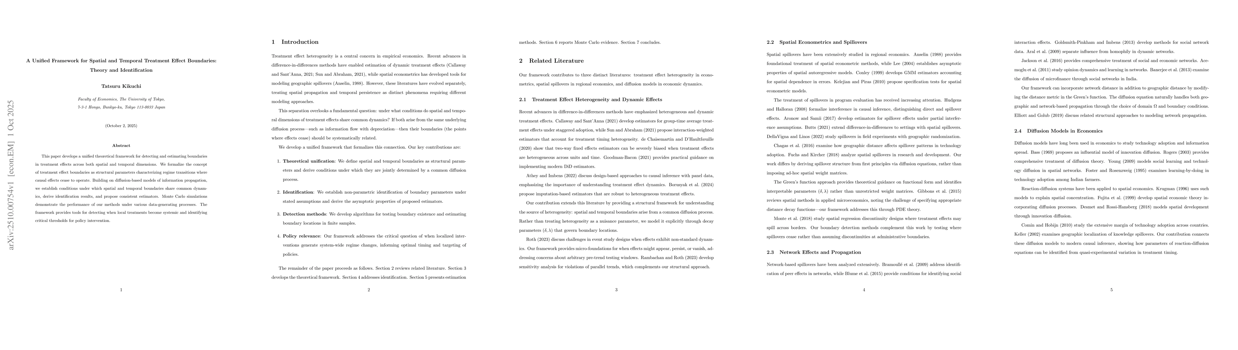 Thumbnail for A Unified Framework for Spatial and Temporal Treatment Effect
  Boundaries: Theory and Identification