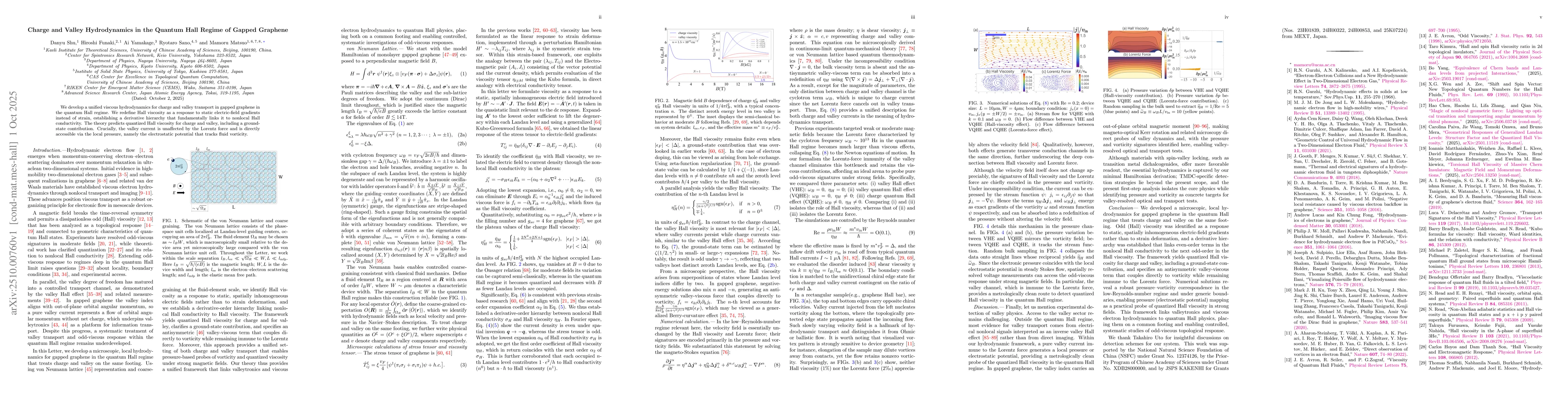 Thumbnail for Charge and Valley Hydrodynamics in the Quantum Hall Regime of Gapped
  Graphene