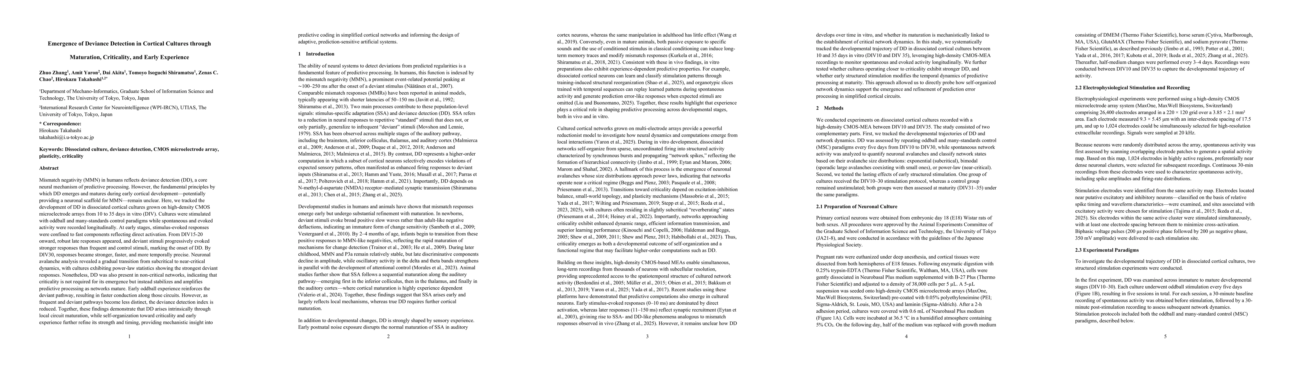 Thumbnail for Emergence of Deviance Detection in Cortical Cultures through Maturation,
  Criticality, and Early Experience