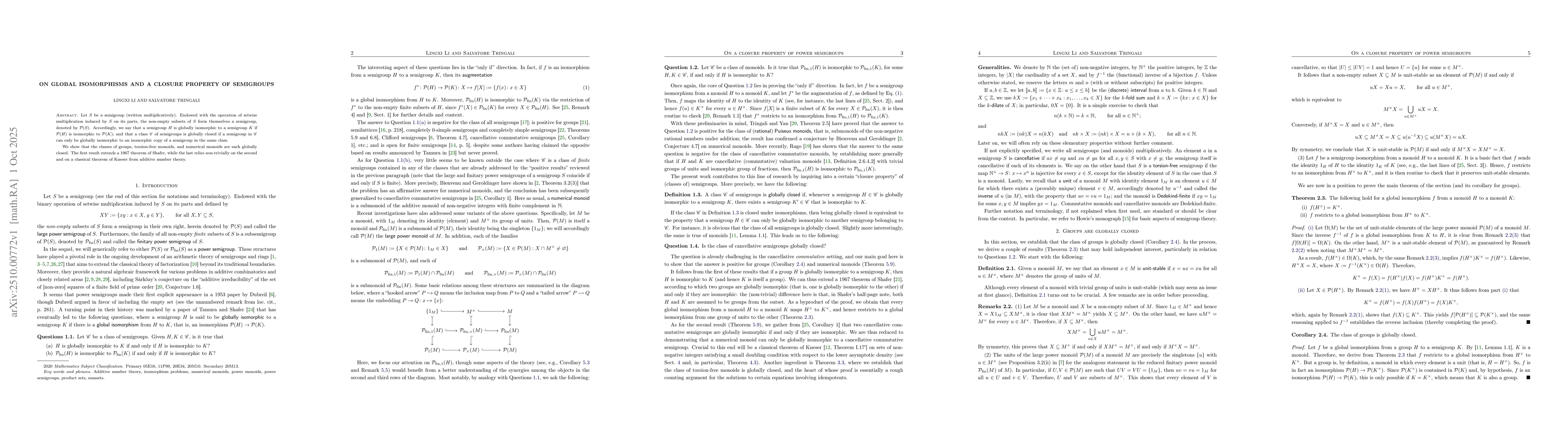 Thumbnail for On global isomorphisms and a closure property of semigroups