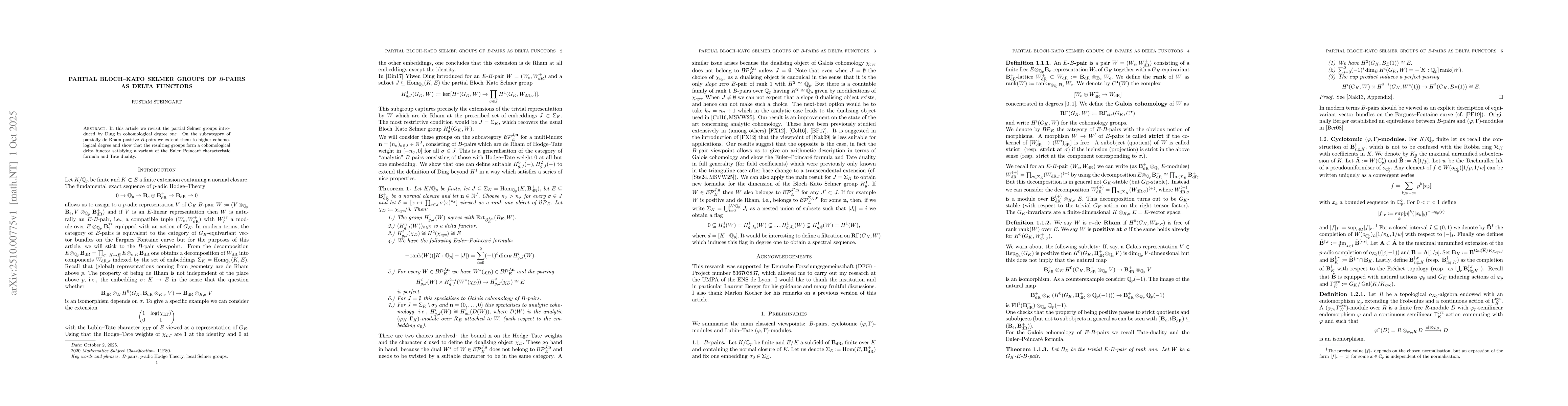 Thumbnail for Partial Bloch--Kato Selmer groups of $B$-pairs as delta functors