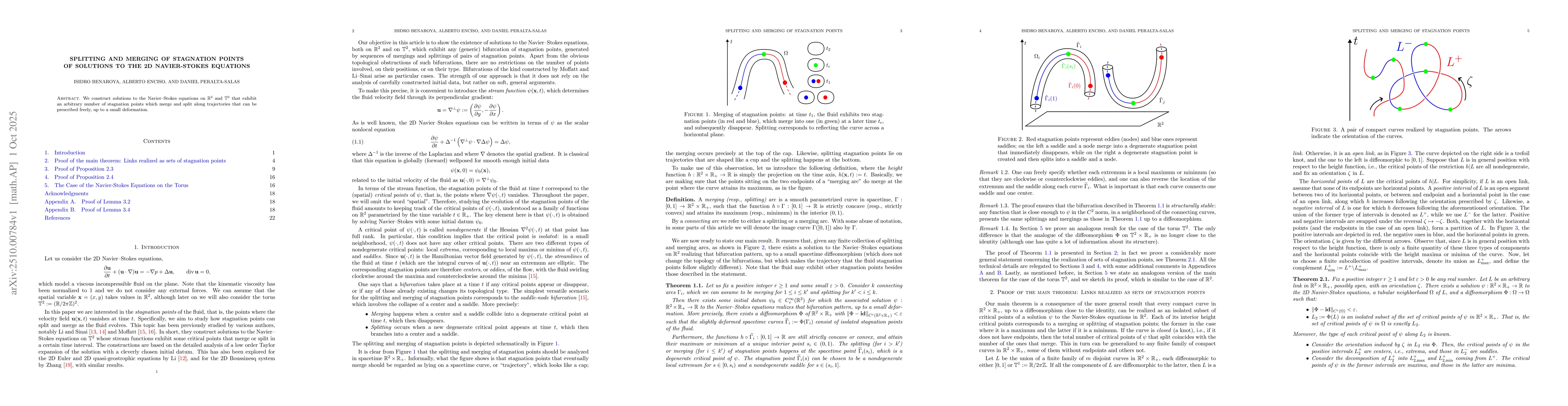 Thumbnail for Splitting and Merging of Stagnation Points of Solutions to the 2D
  Navier-Stokes Equations