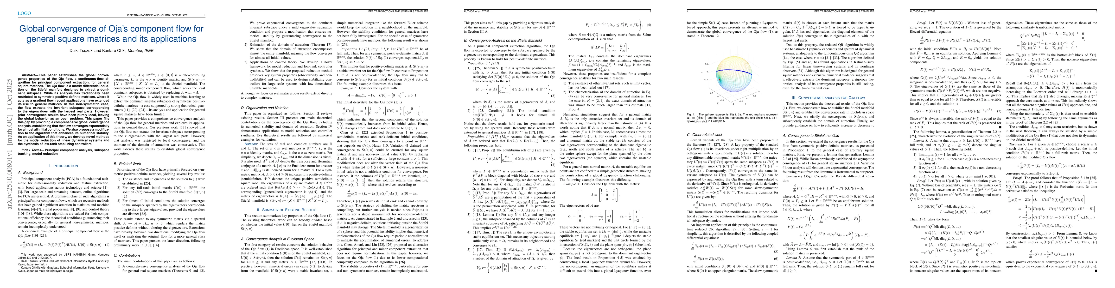 Thumbnail for Global convergence of Oja's component flow for general square matrices
  and its applications