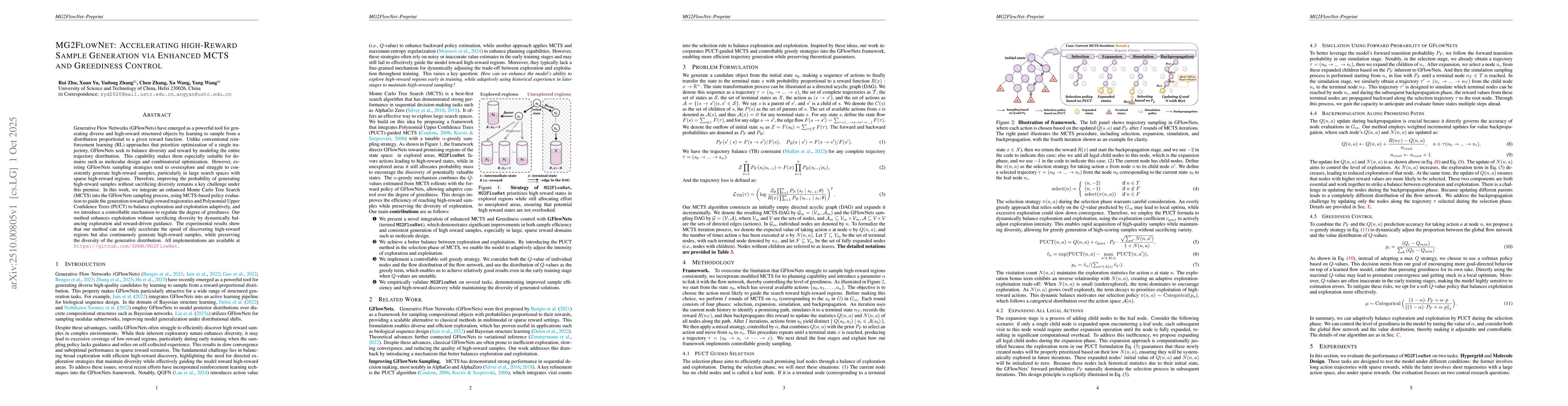 Thumbnail for MG2FlowNet: Accelerating High-Reward Sample Generation via Enhanced MCTS
  and Greediness Control