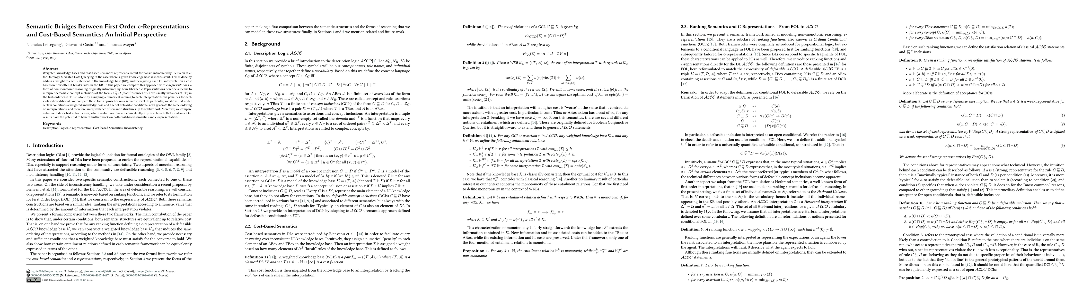 Thumbnail for Semantic Bridges Between First Order c-Representations and Cost-Based
  Semantics: An Initial Perspective