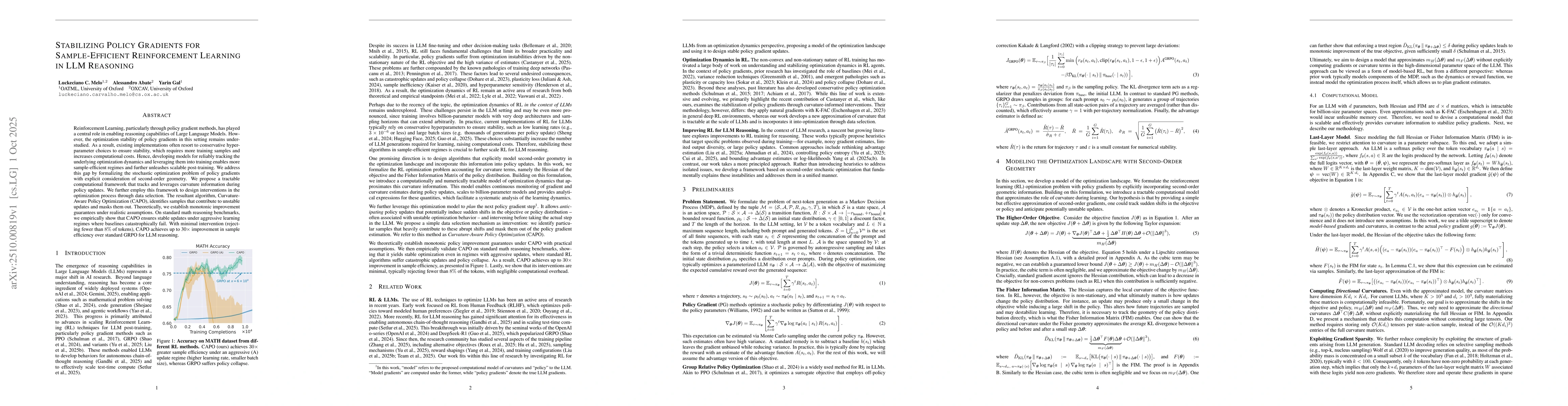 Thumbnail for Stabilizing Policy Gradients for Sample-Efficient Reinforcement Learning
  in LLM Reasoning