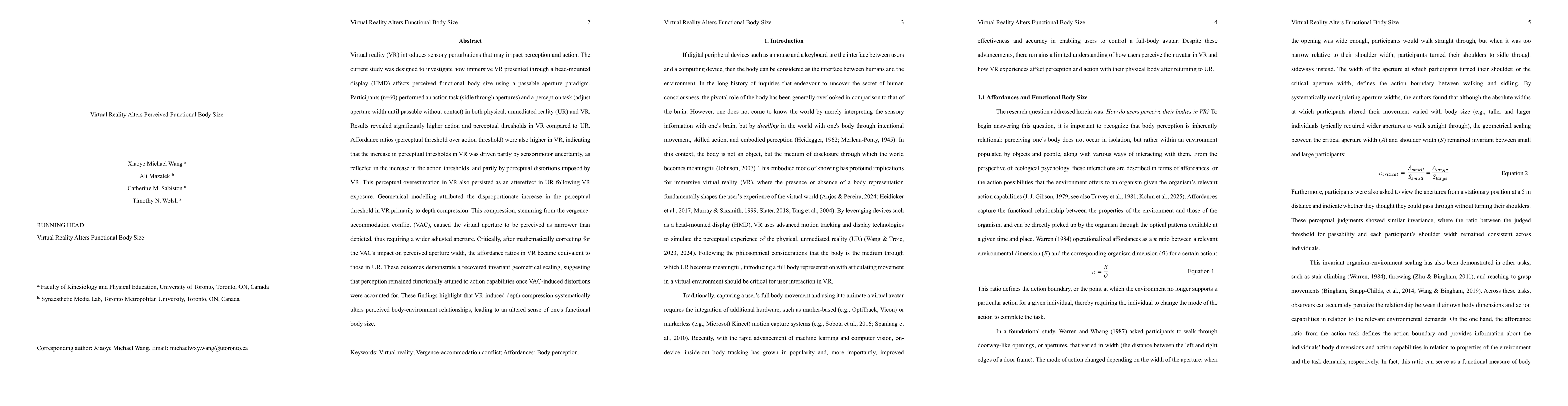 Thumbnail for Virtual Reality Alters Perceived Functional Body Size