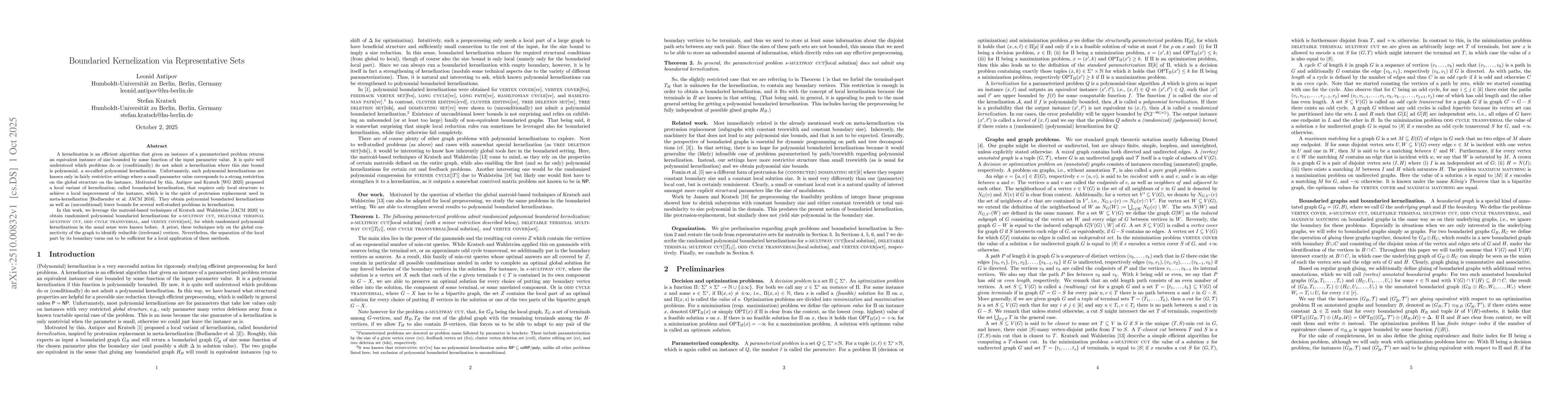 Thumbnail for Boundaried Kernelization via Representative Sets