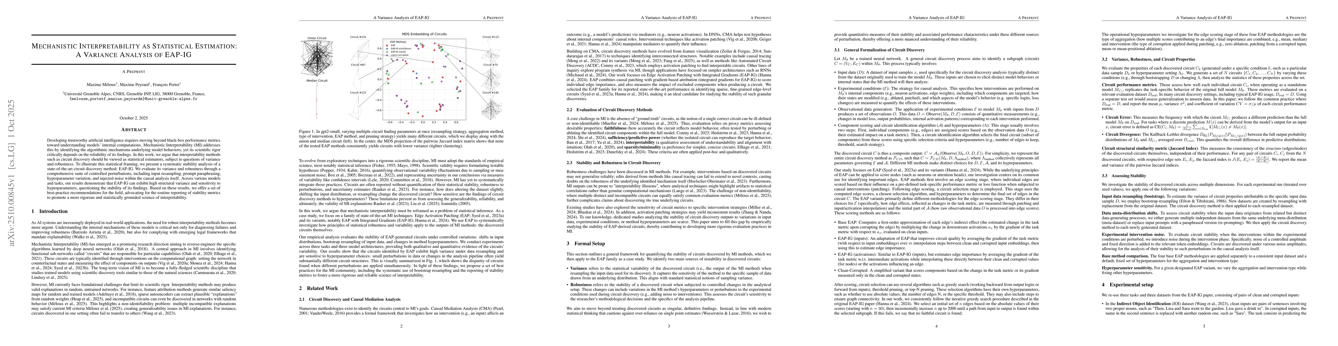 Thumbnail for Mechanistic Interpretability as Statistical Estimation: A Variance
  Analysis of EAP-IG
