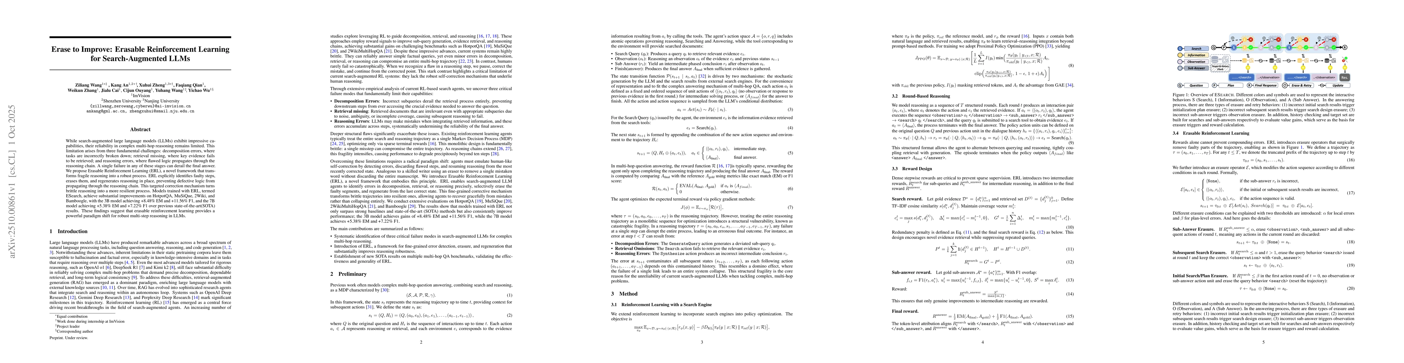 Thumbnail for Erase to Improve: Erasable Reinforcement Learning for Search-Augmented
  LLMs