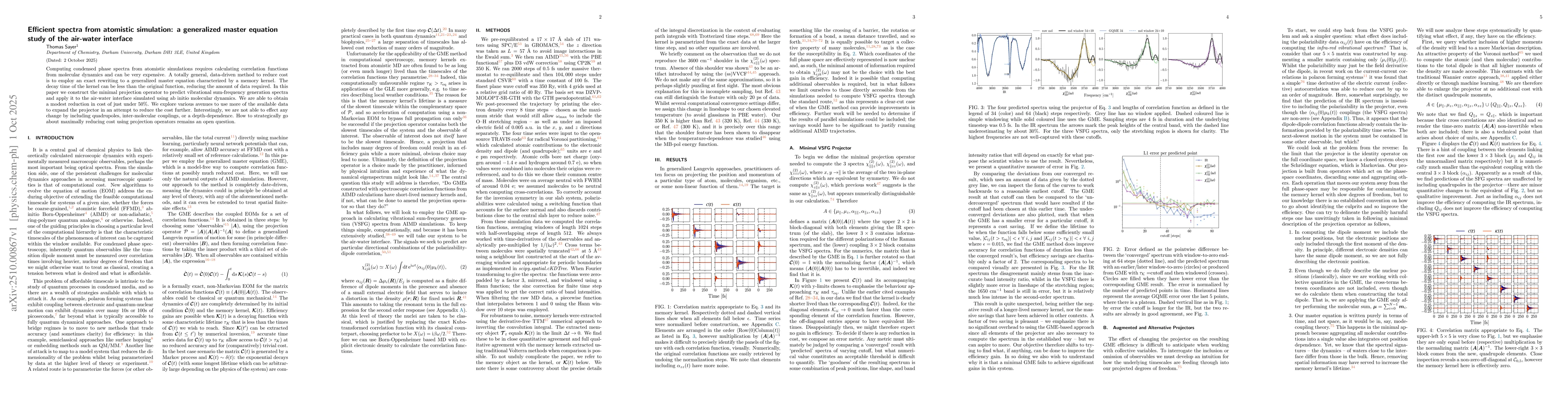 Thumbnail for Efficient spectra from atomistic simulation: a generalized master
  equation study of the air-water interface