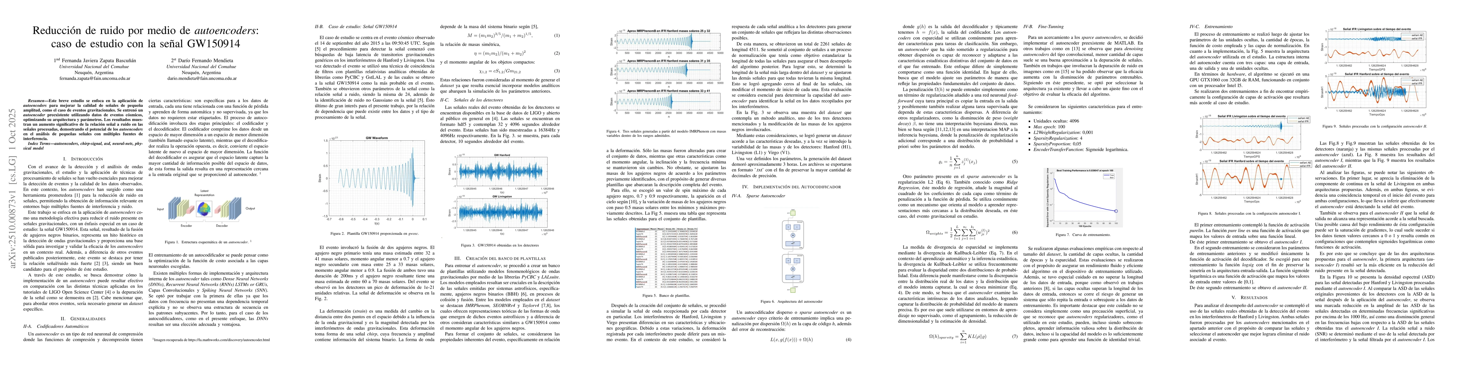 Thumbnail for Reducción de ruido por medio de autoencoders: caso de estudio con la
  señal GW150914