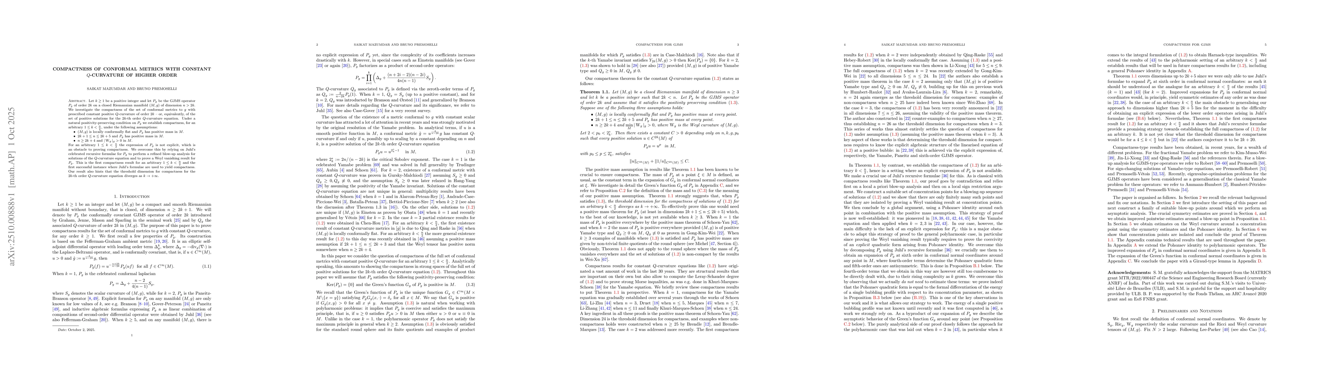 Thumbnail for Compactness of conformal metrics with constant $Q$-curvature of higher
  order
