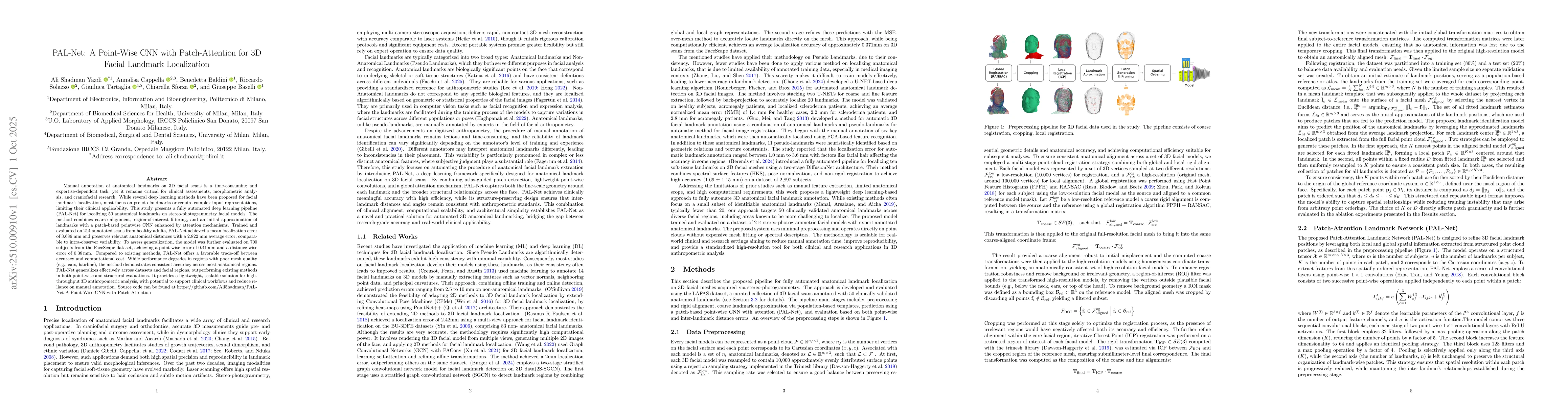 Thumbnail for PAL-Net: A Point-Wise CNN with Patch-Attention for 3D Facial Landmark
  Localization