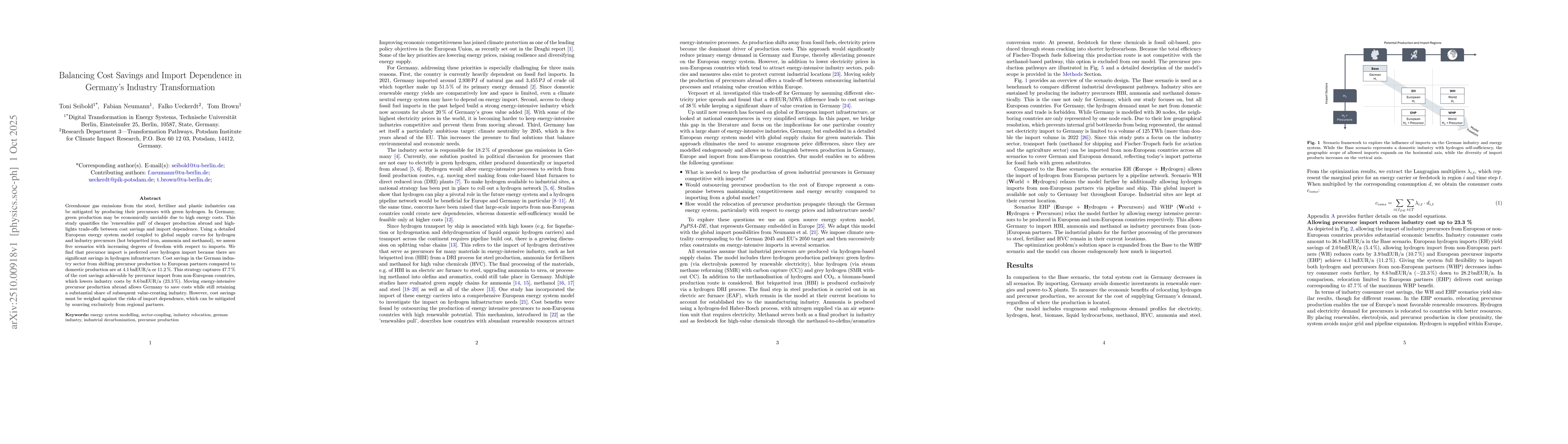 Thumbnail for Balancing Cost Savings and Import Dependence in Germany's Industry
  Transformation