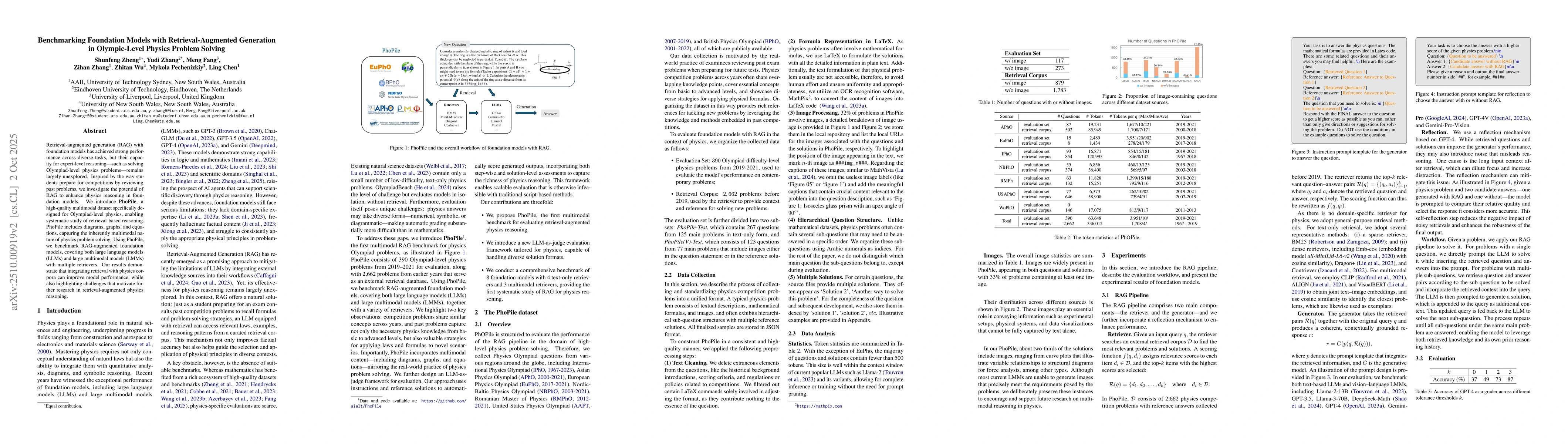 Thumbnail for Benchmarking Foundation Models with Retrieval-Augmented Generation in
  Olympic-Level Physics Problem Solving