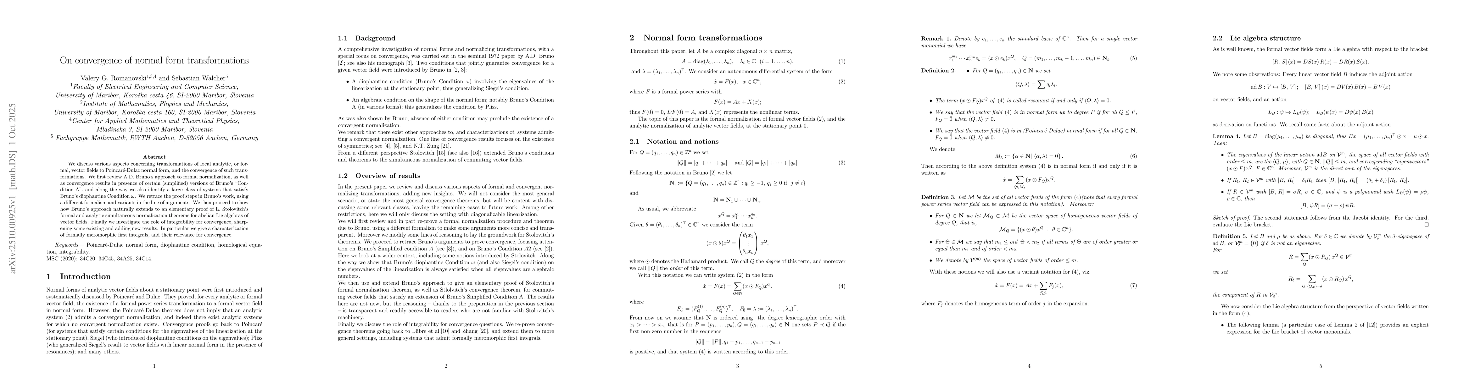 Thumbnail for On convergence of normal form transformations