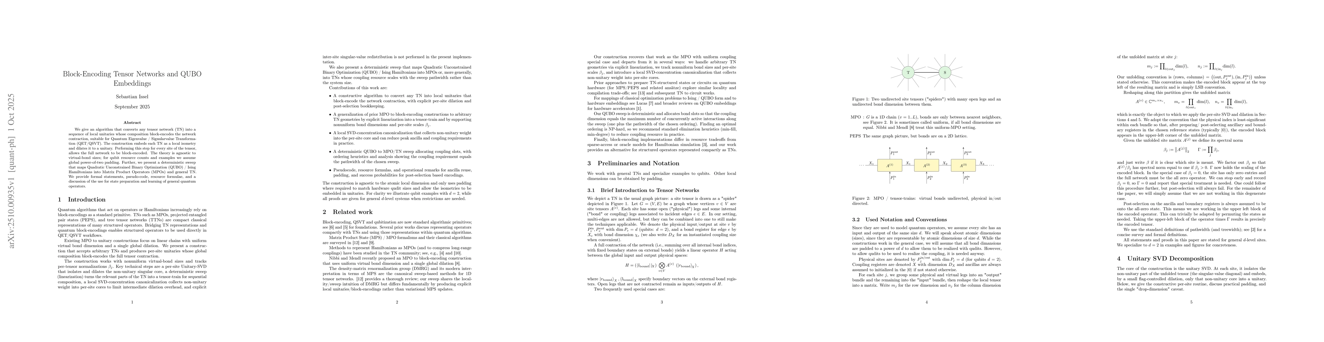 Thumbnail for Block-Encoding Tensor Networks and QUBO Embeddings