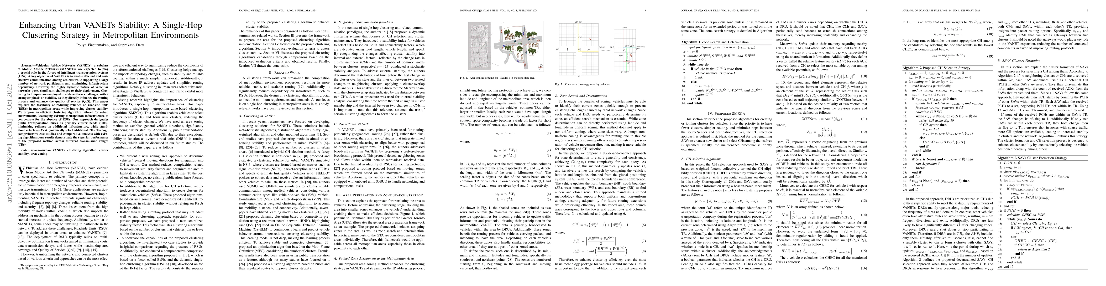 Thumbnail for Enhancing Urban VANETs Stability: A Single-Hop Clustering Strategy in
  Metropolitan Environments