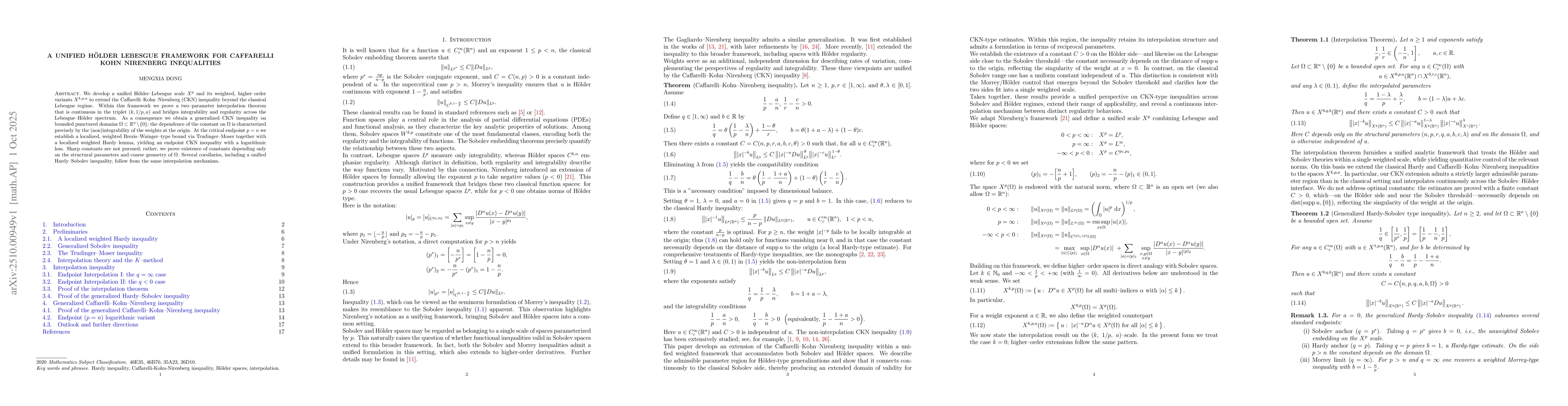 Thumbnail for A Unified Hölder Lebesgue Framework for Caffarelli Kohn Nirenberg
  Inequalities