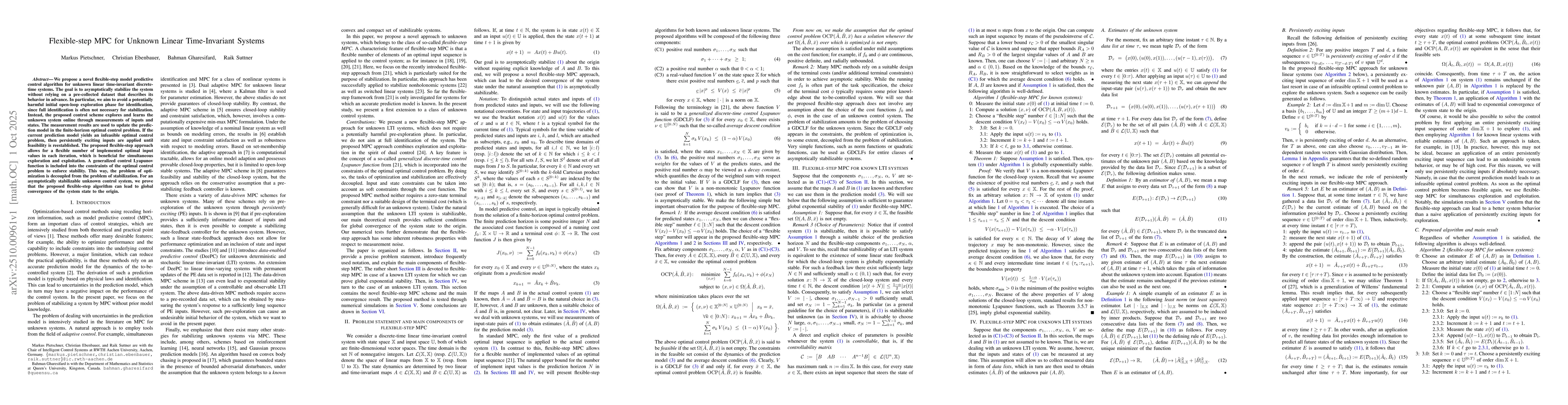Thumbnail for Flexible-step MPC for Unknown Linear Time-Invariant Systems