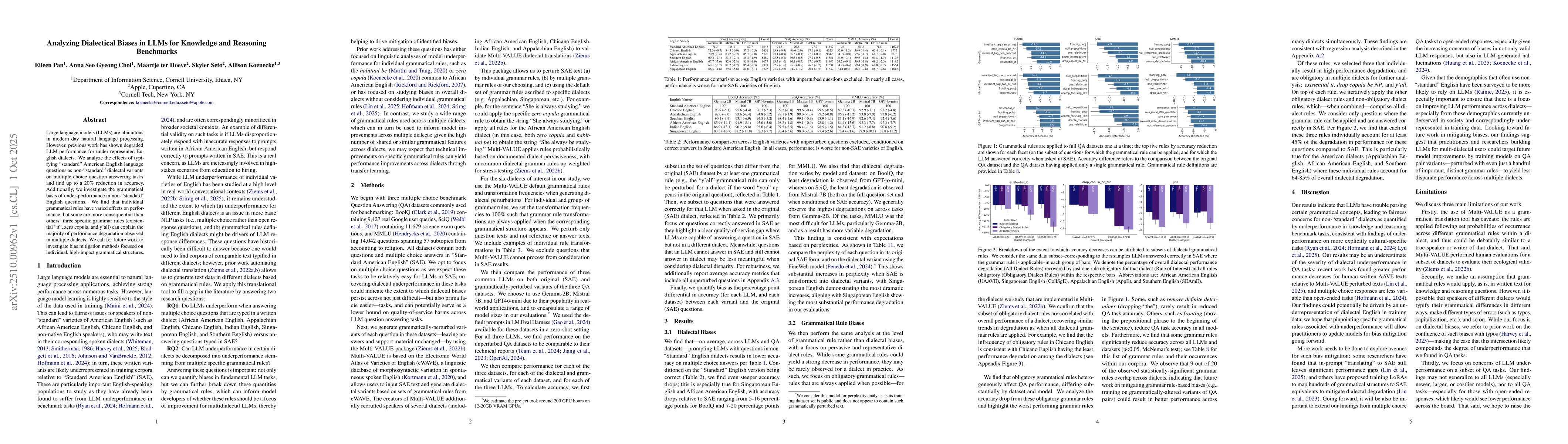 Thumbnail for Analyzing Dialectical Biases in LLMs for Knowledge and Reasoning
  Benchmarks