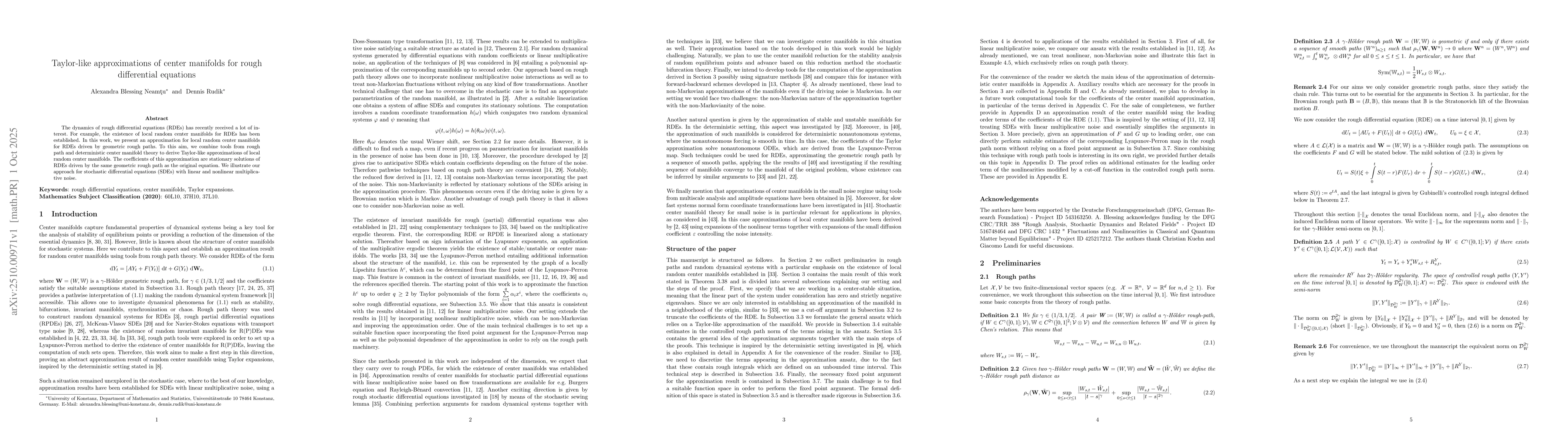 Thumbnail for Taylor-like approximations of center manifolds for rough differential
  equations