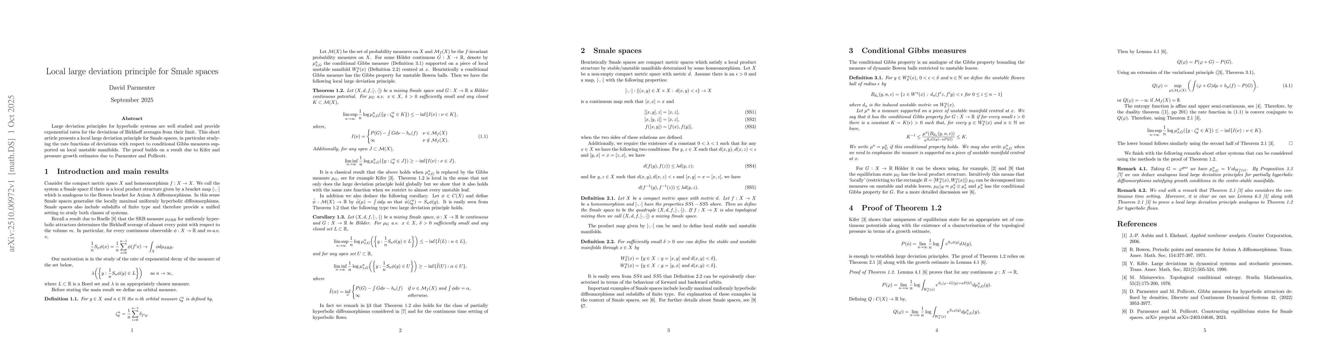 Thumbnail for Local large deviation principle for Smale spaces