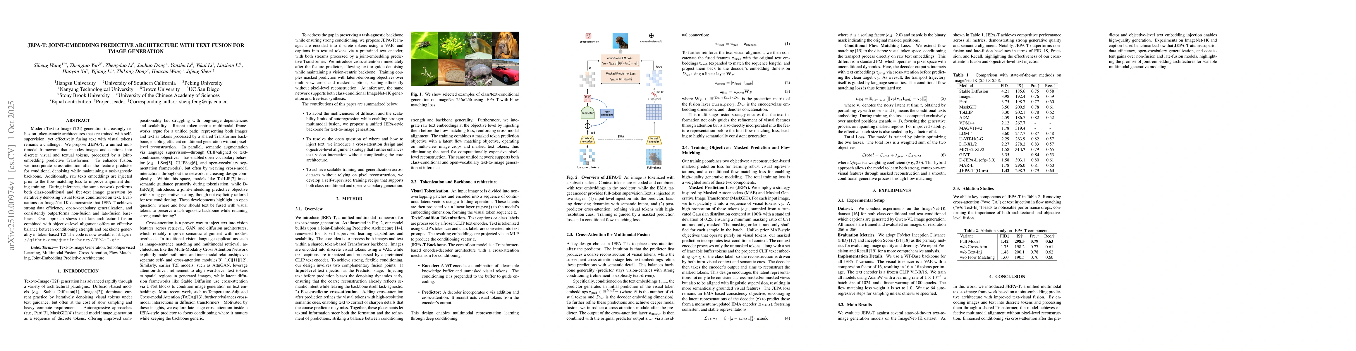 Thumbnail for JEPA-T: Joint-Embedding Predictive Architecture with Text Fusion for
  Image Generation