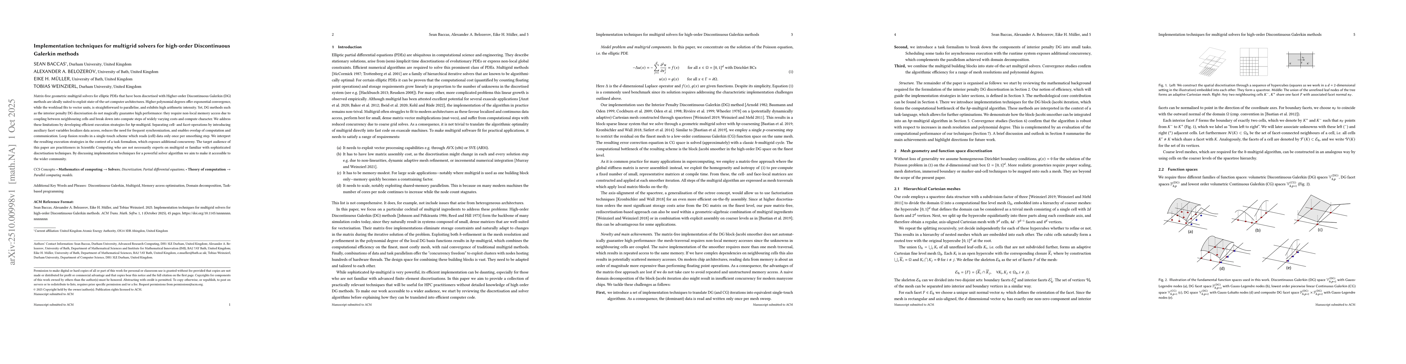 Thumbnail for Implementation techniques for multigrid solvers for high-order
  Discontinuous Galerkin methods