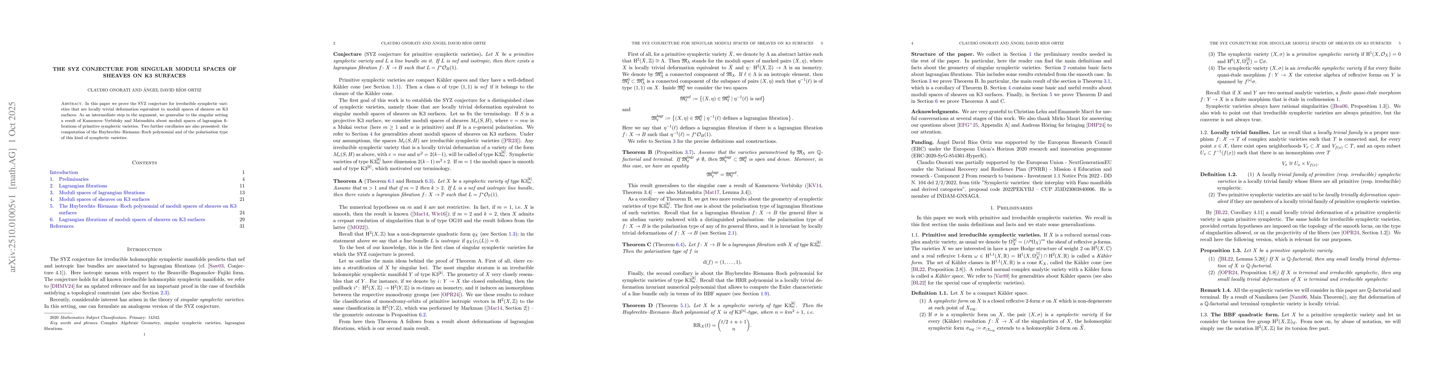Thumbnail for The SYZ conjecture for singular moduli spaces of sheaves on K3 surfaces