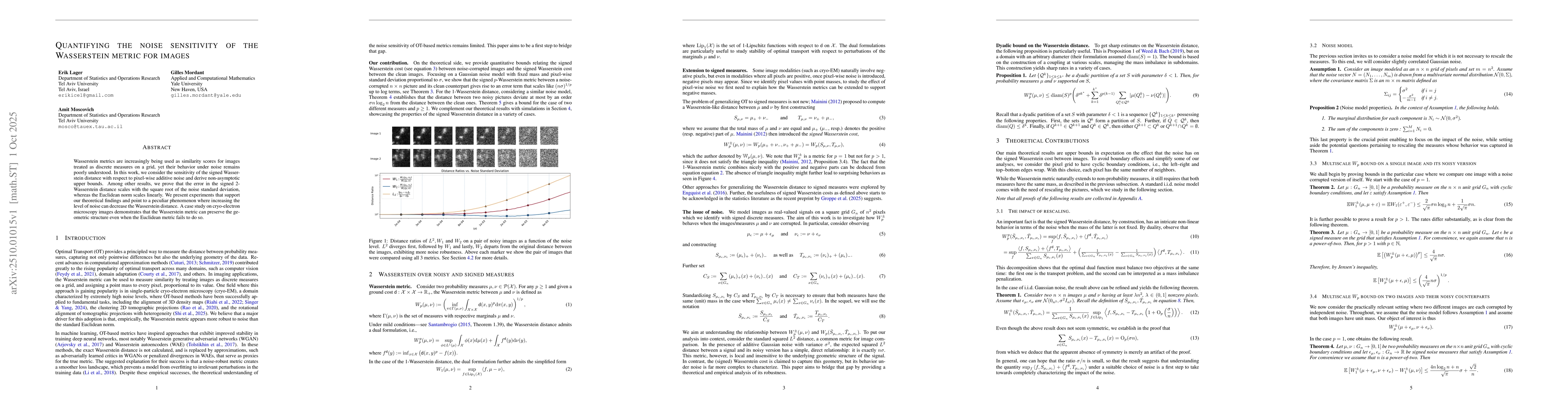 Thumbnail for Quantifying the noise sensitivity of the Wasserstein metric for images