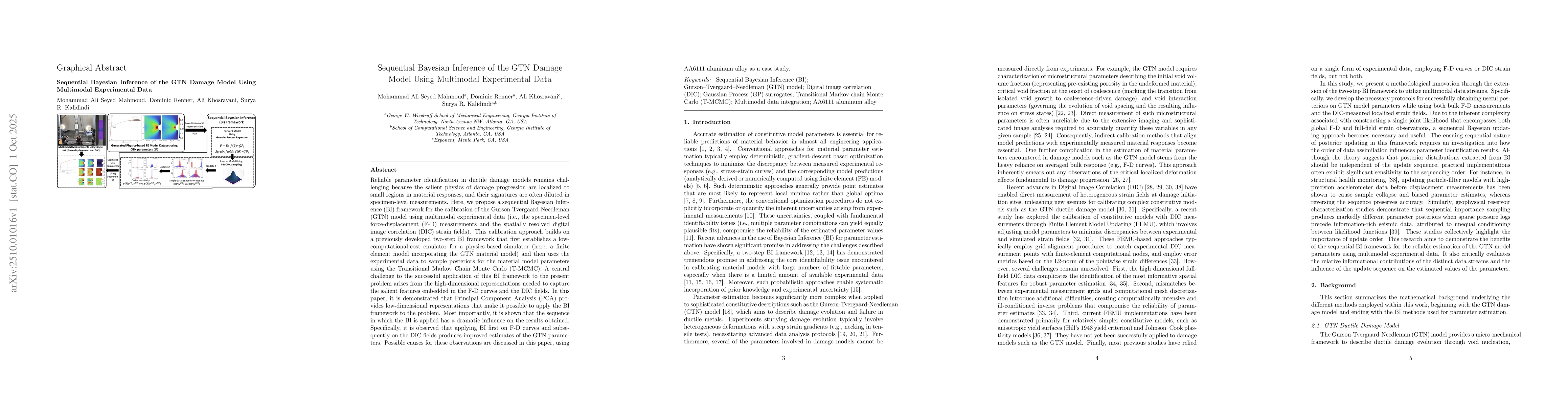 Thumbnail for Sequential Bayesian Inference of the GTN Damage Model Using Multimodal
  Experimental Data
