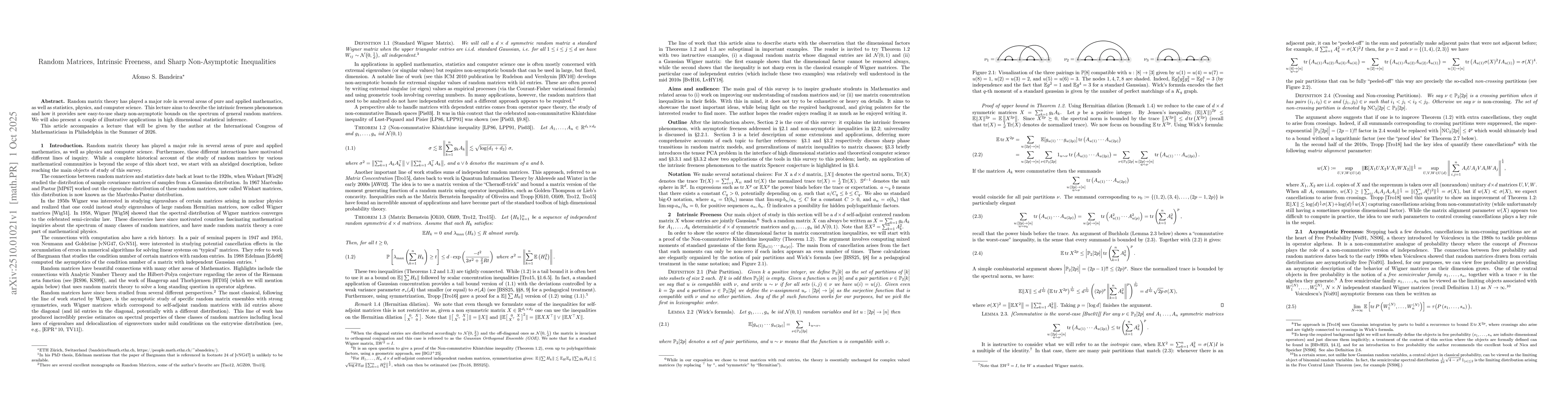 Thumbnail for Random Matrices, Intrinsic Freeness, and Sharp Non-Asymptotic
  Inequalities