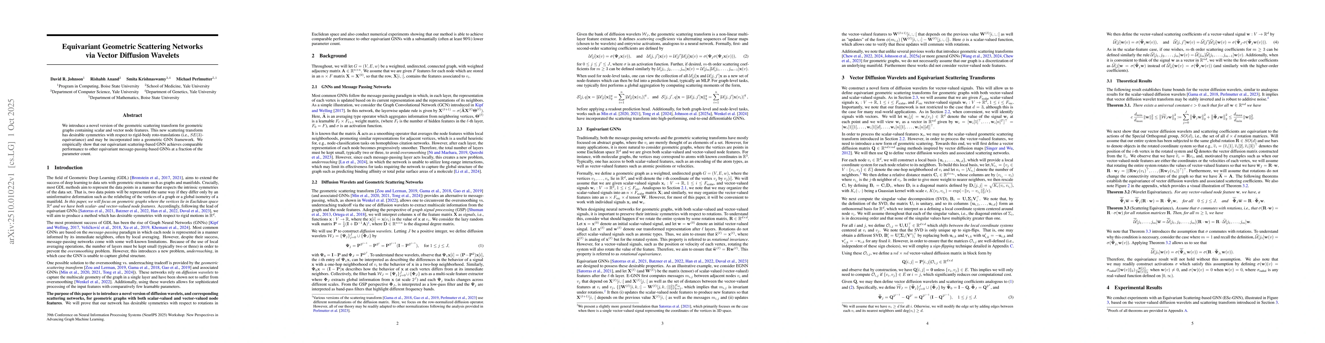 Thumbnail for Equivariant Geometric Scattering Networks via Vector Diffusion Wavelets