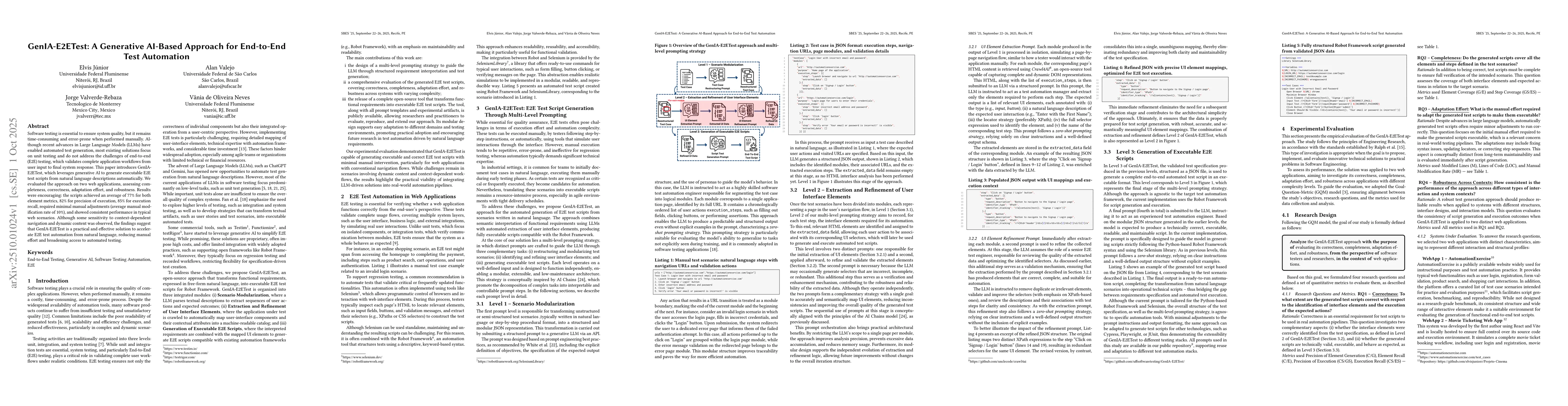 Thumbnail for GenIA-E2ETest: A Generative AI-Based Approach for End-to-End Test
  Automation