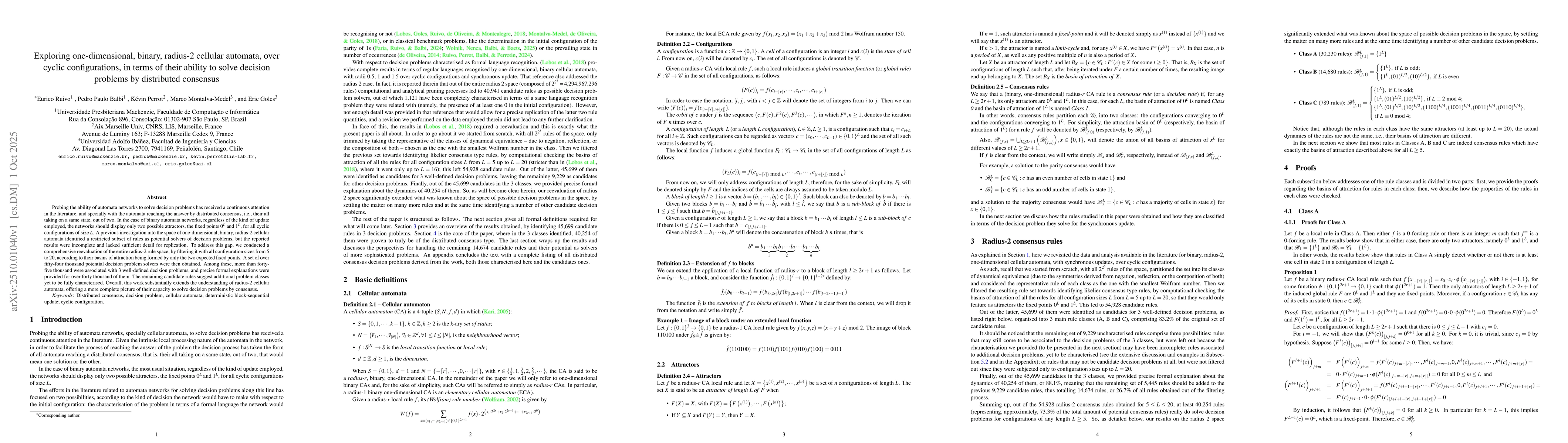 Thumbnail for Exploring one-dimensional, binary, radius-2 cellular automata, over
  cyclic configurations, in terms of their ability to solve decision problems
  by distributed consensus