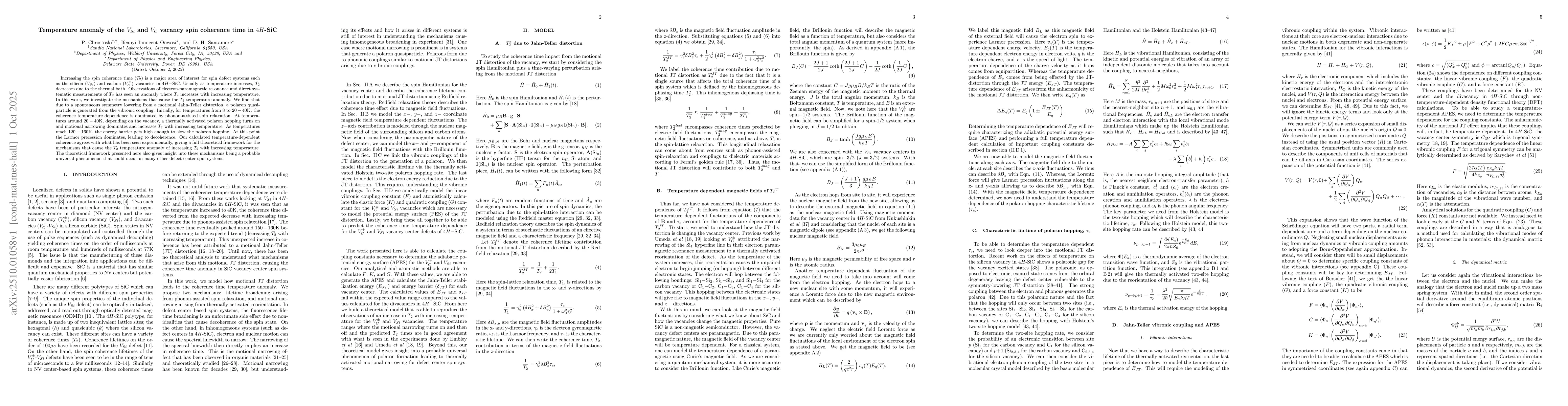 Thumbnail for Temperature anomaly of the V$_Si$ and V$_C$ vacancy spin coherence time
  in 4H-SiC