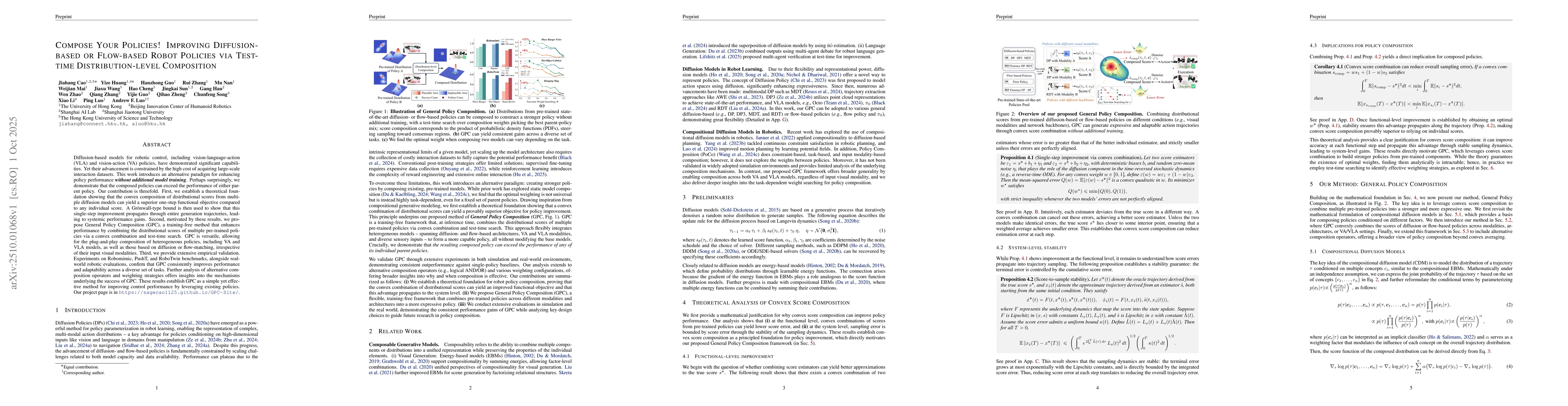 Thumbnail for Compose Your Policies! Improving Diffusion-based or Flow-based Robot
  Policies via Test-time Distribution-level Composition